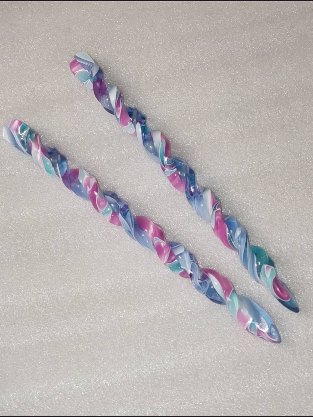 Cotton Candy Acrylic Twist Hair Sticks 7 1/4